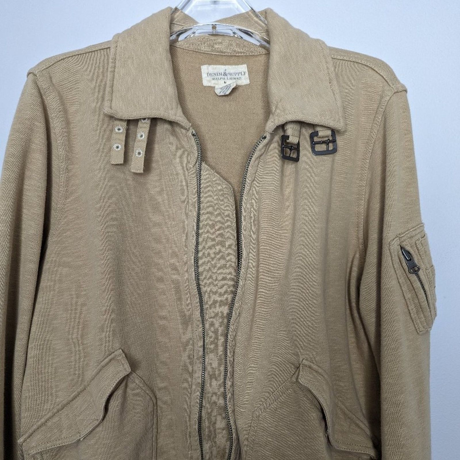 Denim & Supply Ralph Lauren Denim & Supply Ralph Lauren Tan Full Zip Jacket Long Sleeve Size L / US 10 / IT 46 - 6 Thumbnail