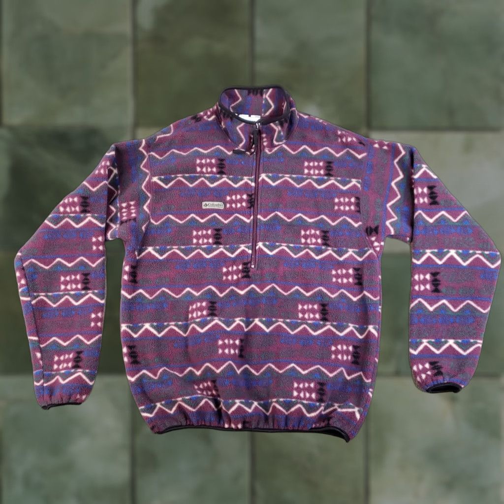 Vintage Vintage Columbia Pullover Sweater Mens Medium Purple Aztec Fleece USA 90s 1/2 Zip Size US M / EU 48-50 / 2 - 1 Thumbnail