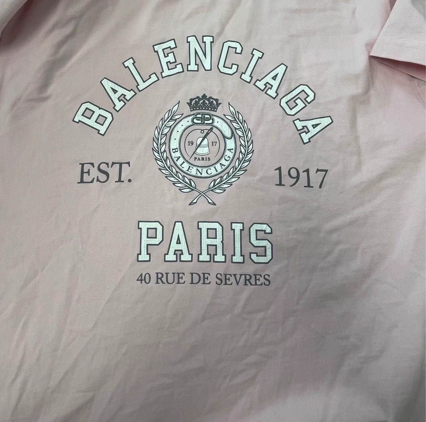 Balenciaga Balenciaga Womens S Pink Oversized Logo Print Crewneck Tee Size S / US 4 / IT 40 - 3 Thumbnail
