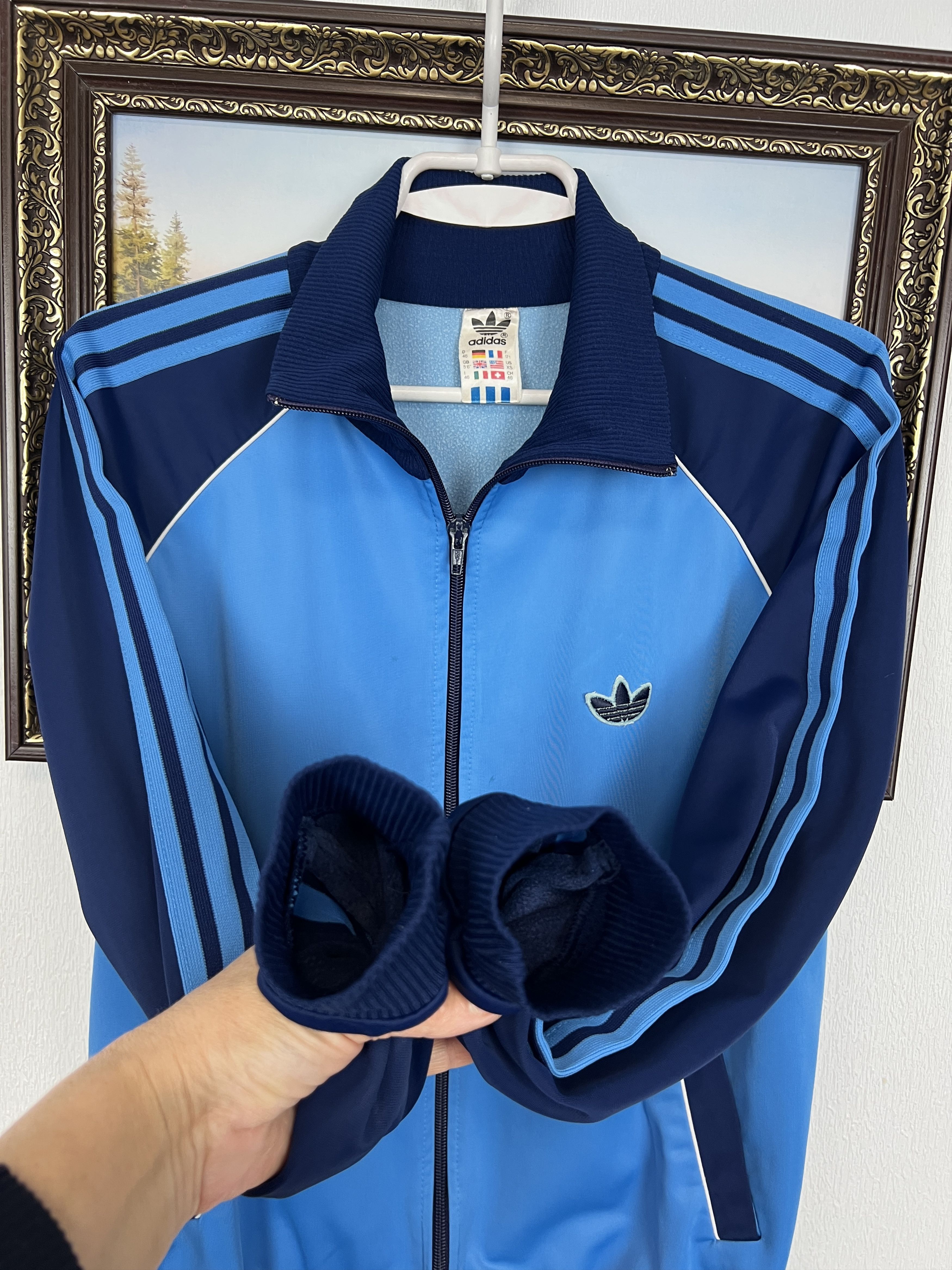 Adidas Vintage 80's West Germany Blue Nylon Jacket Track Top Size M / US 6-8 / IT 42-44 - 7 Thumbnail