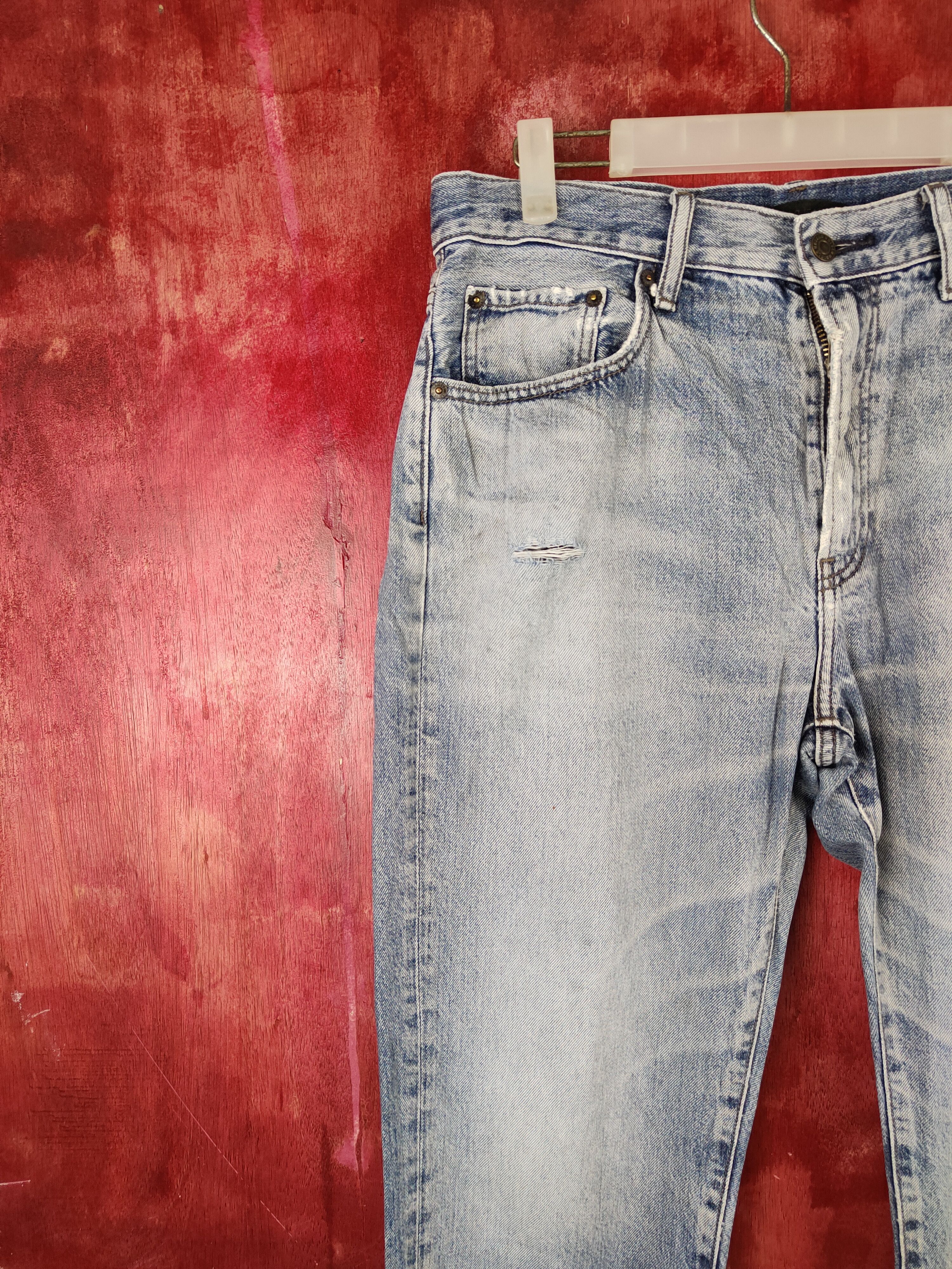 Japanese Brand Uniqlo Blue Faded Distressed Ripped denim Jeans #S679 Size US 32 / EU 48 - 3 Thumbnail