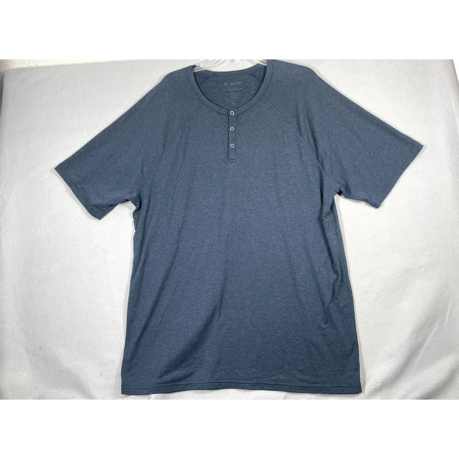 Vintage 01.ALGO Shirt Mens XL Blue Short Sleeve Henley Performance T-Shirt Tagless Size US XL / EU 56 / 4 - 3 Thumbnail