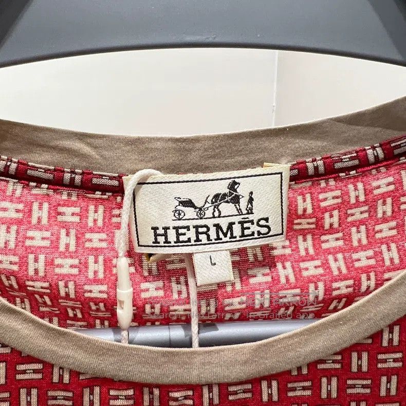 Hermes Hermes Red Plaid All-over Printed Short Sleeve, Cotton Mat Size L / US 10 / IT 46 - 2 Thumbnail