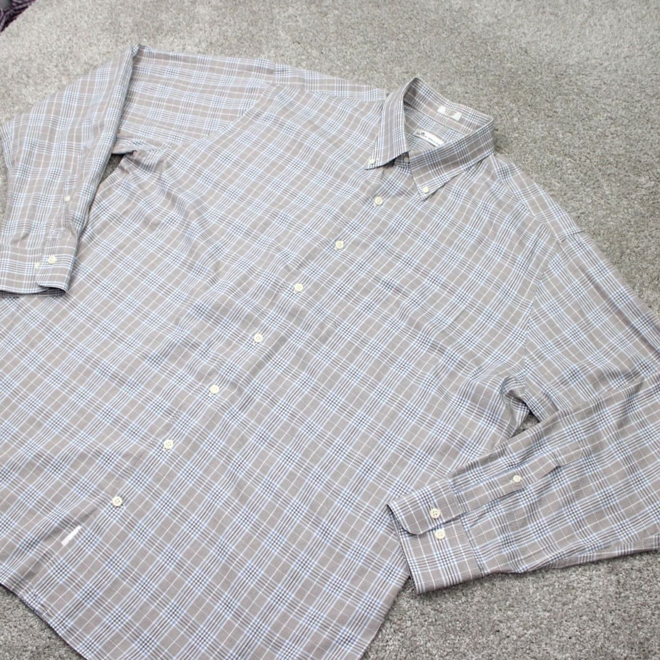 Peter Millar Peter Millar Shirt Mens XL Brown/Blue/White 100% Cotton Long Sleeve Button Down Shirt Size US XL / EU 56 / 4 - 4 Thumbnail