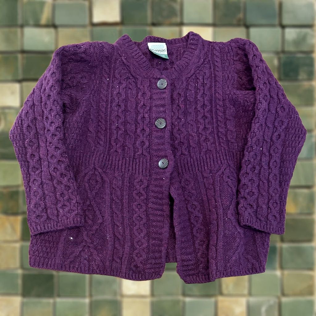 Vintage Shannon Woolen Mills Merino Wool Cardigan Sweater Small Purple Ireland Womens Size S / US 4 / IT 40 - 1 Thumbnail