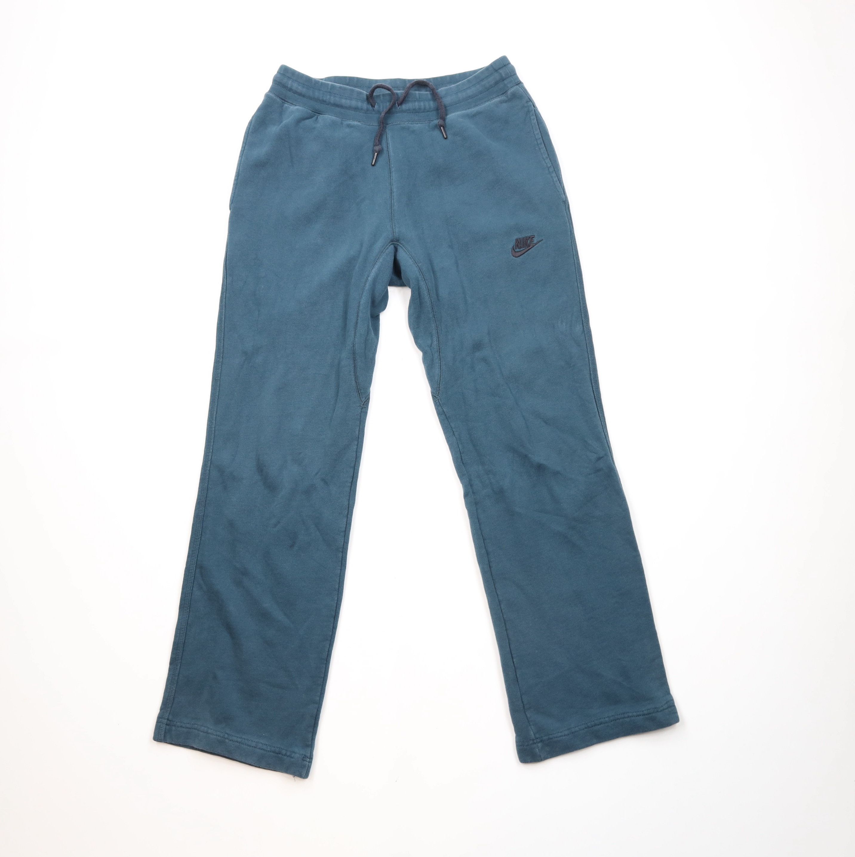 Nike × Vintage Vintage Nike Swoosh Cotton Ribbed Knit Wide Sweatpants Teal Size US 34 / EU 50 - 1 Thumbnail
