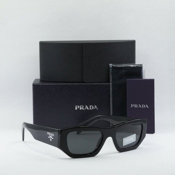 Prada Prada PRA01S 16K08Z Sunglasses Black Square Frame, Dark Grey Size ONE SIZE - 11 Thumbnail