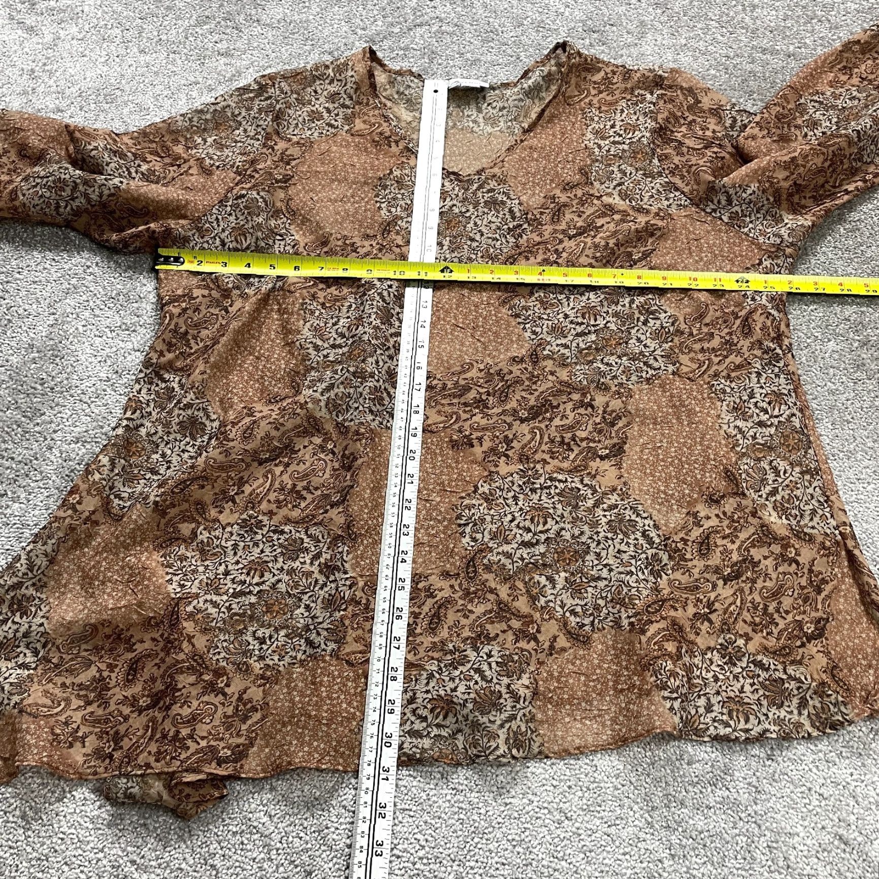 Avenue Avenue Blouse Womens Plus 22/24 Multicolor Paisley Round Neck Long Sleeve Tunic Blouse Bohemian, Classic, Designer Womens Size 3XL / US 20-22 - 6 Thumbnail