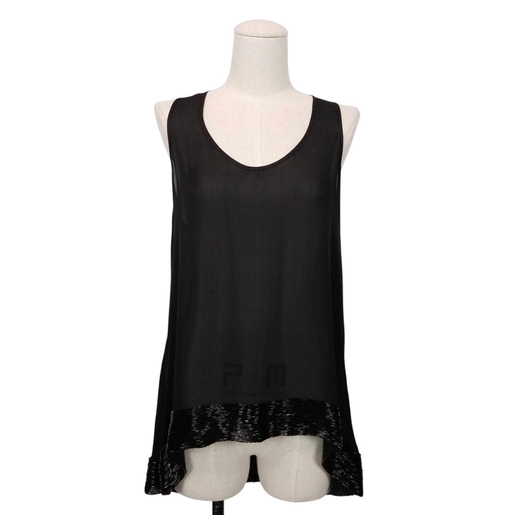 Parker Beaded Hem Silk Racerback Tank Top Size M / US 6-8 / IT 42-44 - 1 Thumbnail