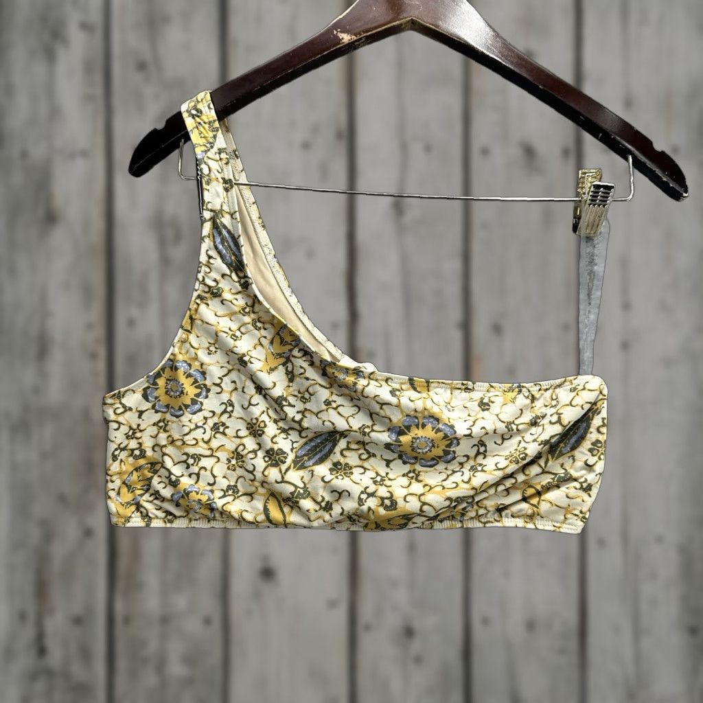 Ulla Johnson Ulla Johnson Zahara Bikini Top Womens L Yellow Citrus Print One Sleeve Boho Beach 90s Ladies (Bikini) Size L / US 10 / IT 46 - 1 Thumbnail