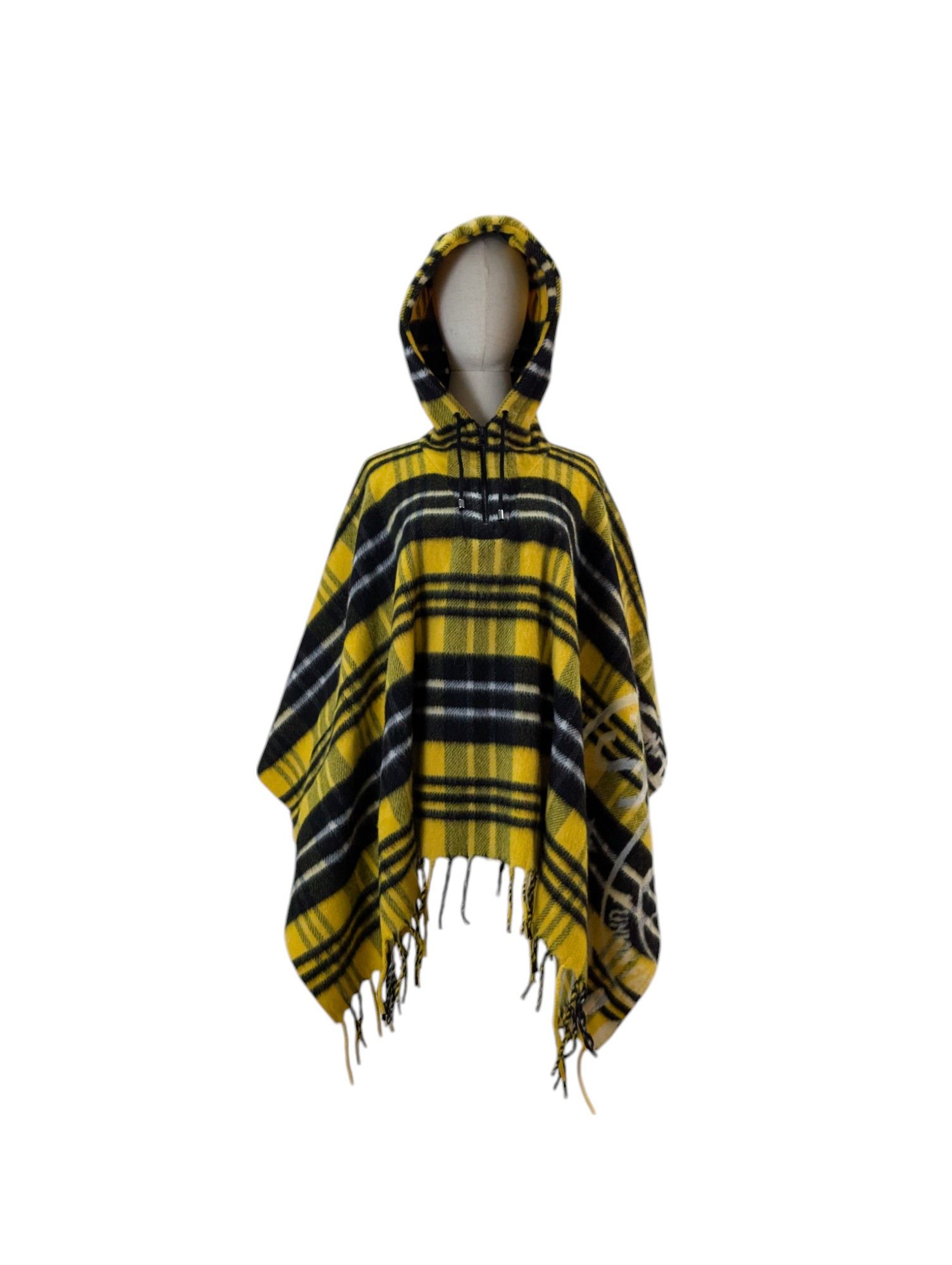 Dior Yellow Tartan Cape With Half-Zip Fringe Hem Size ONE SIZE - 7 Thumbnail