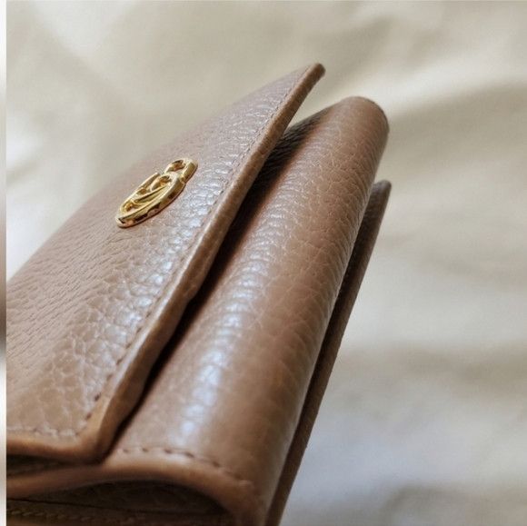 Gucci GUCCI Trifold Small Beige Leather Wallet Cardholders Size ONE SIZE - 6 Thumbnail