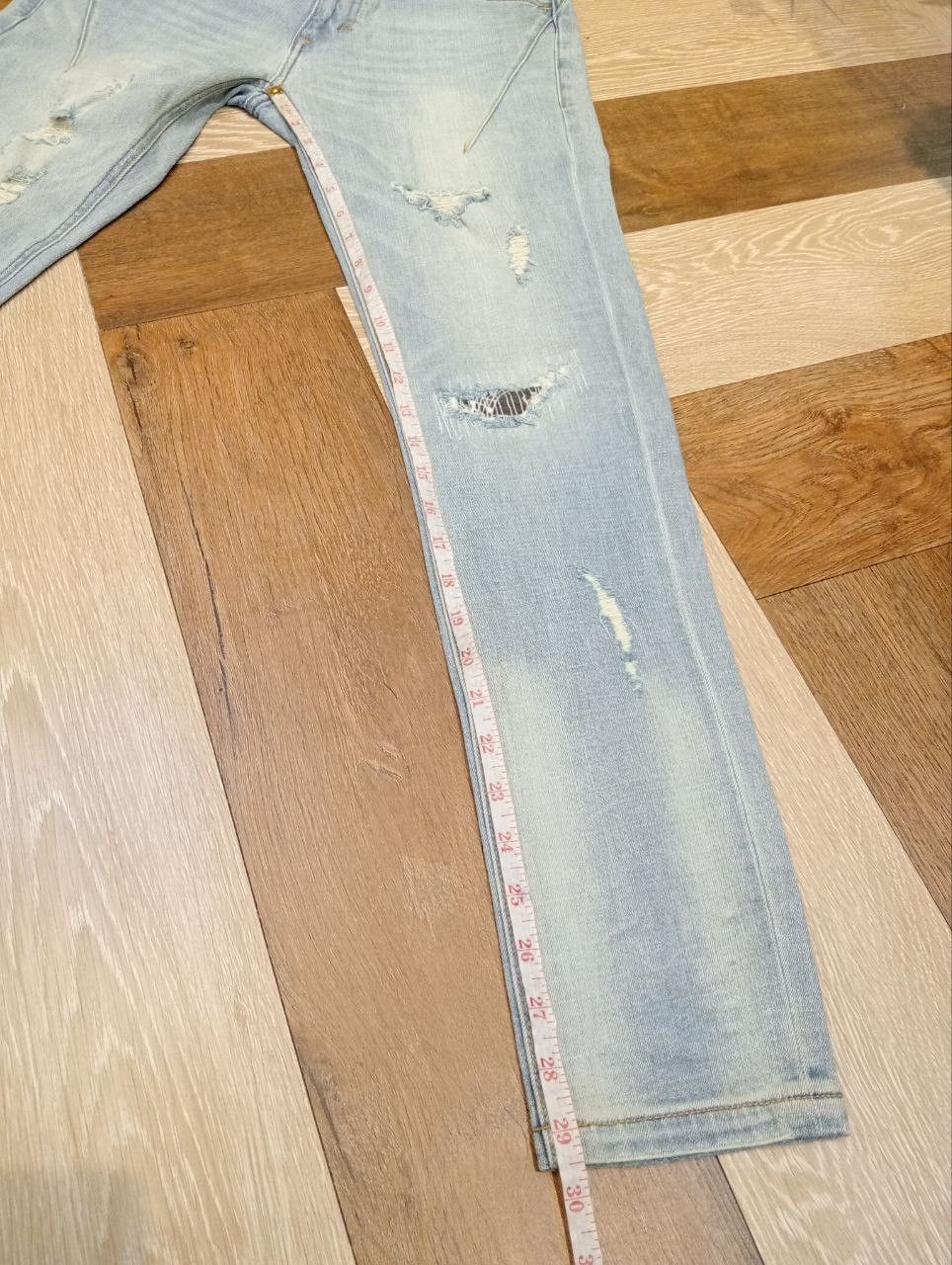 Number (N)ine NUMBER NINE JAPAN DISTRESSED LIGHT BLUE STRETCH DENIM PANTS Size US 30 / EU 46 - 15 Thumbnail