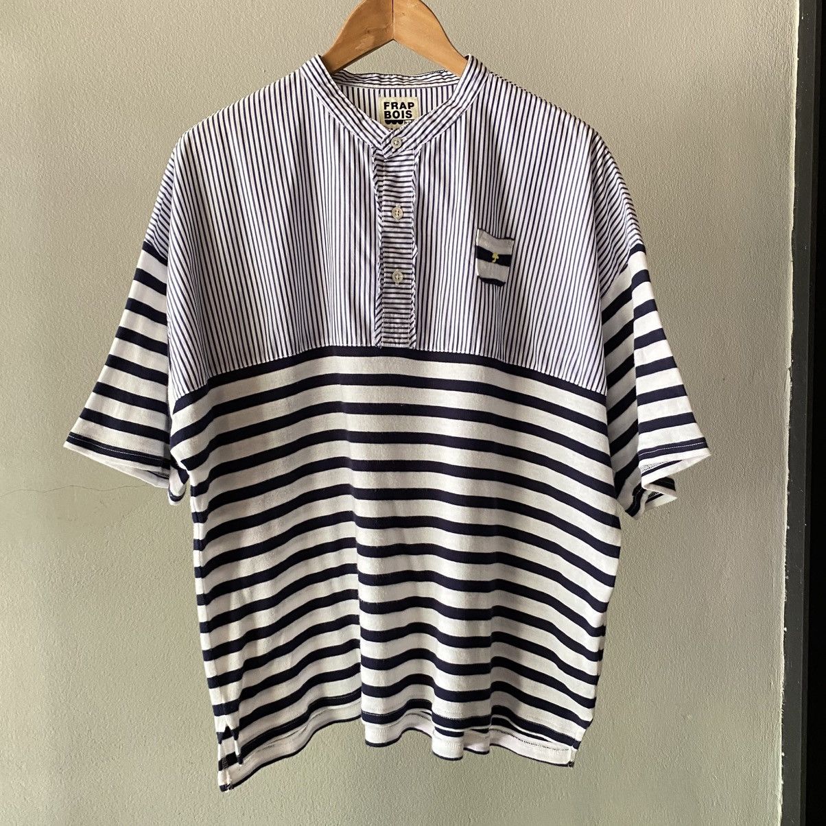 Frapbois FRAPBOIS Striped Mix Band Collar Shirt Size XL / US 12-14 / IT 48-50 - 22 Thumbnail