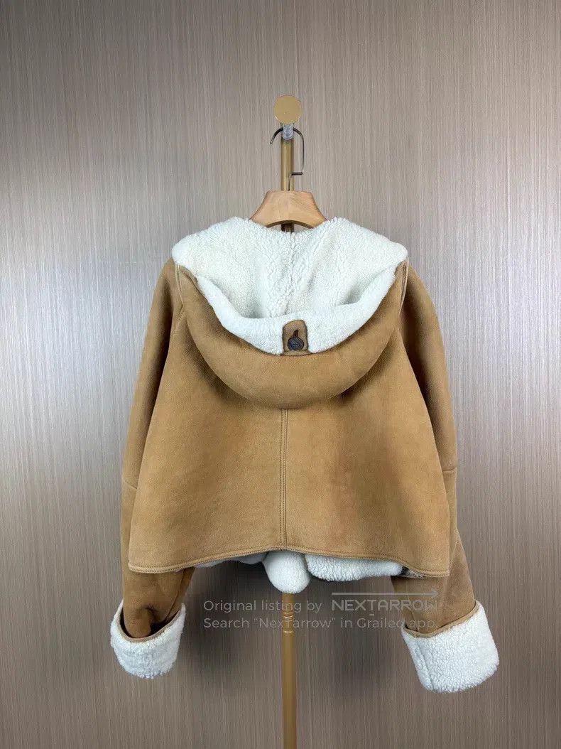 Loewe Loewe Brown Hooded Faux Fur and Leather Jacket Size S / US 4 / IT 40 - 2 Thumbnail