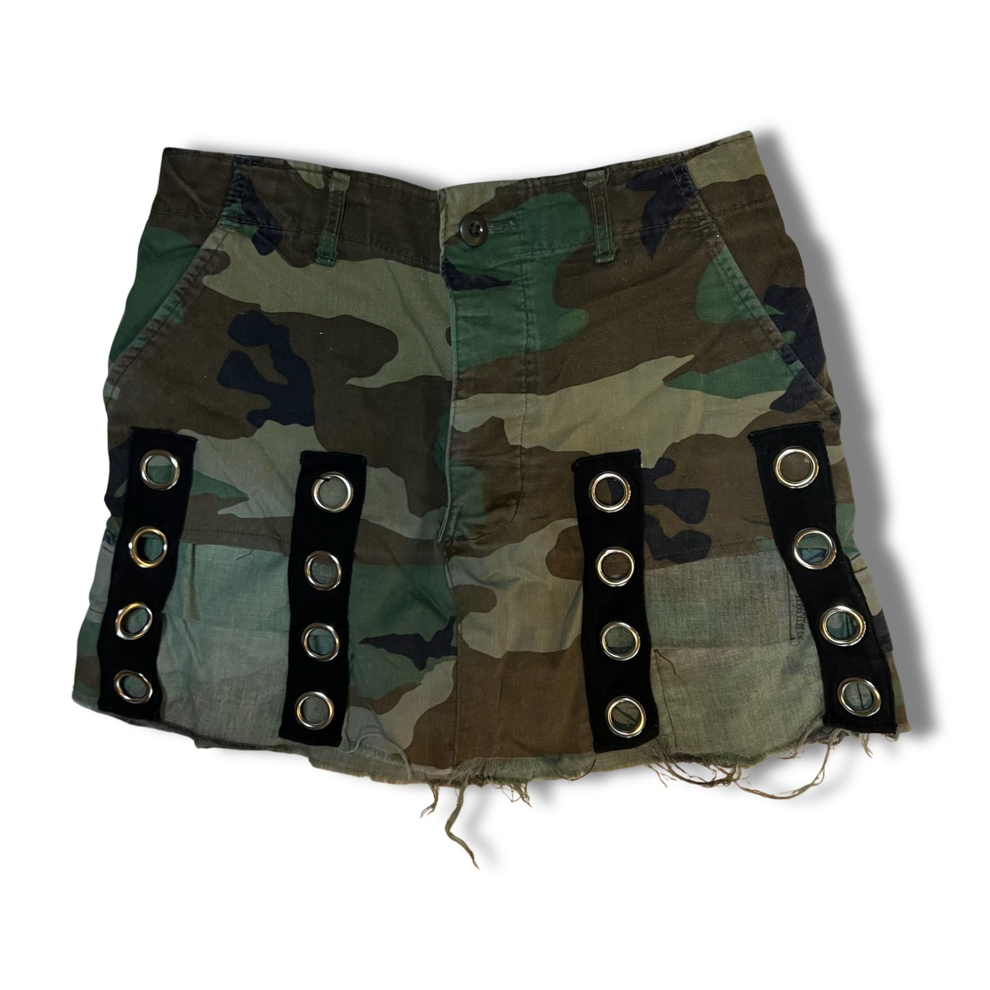 Other Vintage Green Camo Mini Skirt With Grommet Strap Details & F Size 30" / US 8 / IT 44 - 2 Thumbnail