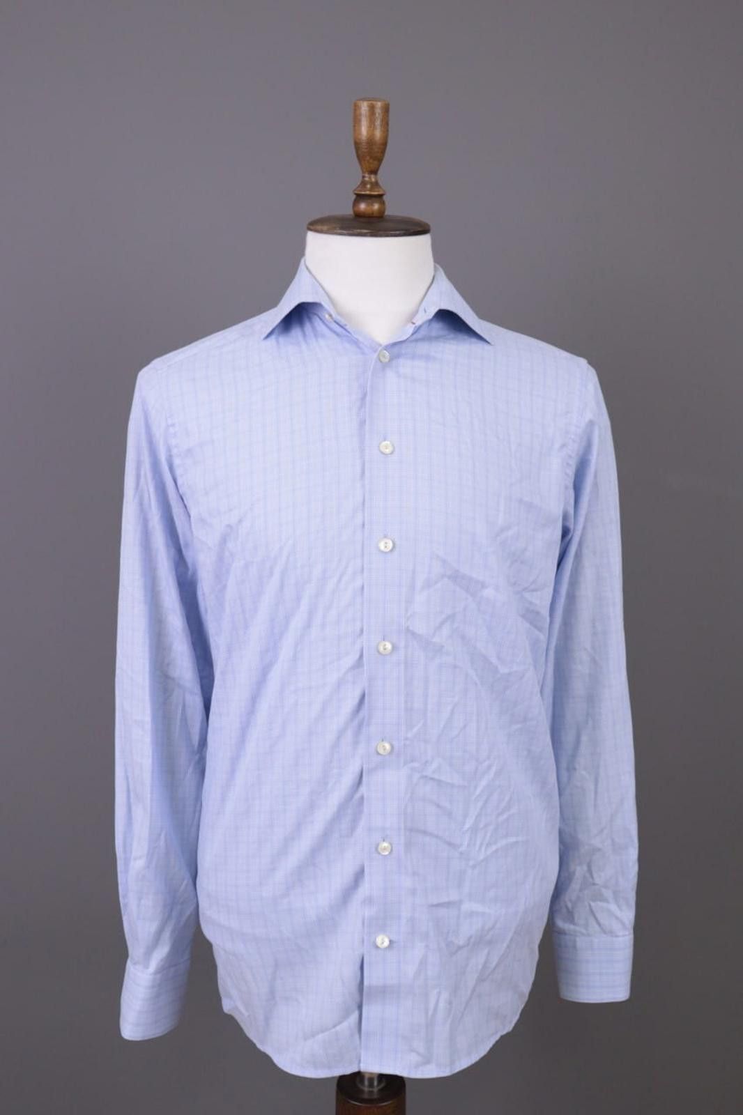 Eton Eton Blue Check Contemporary Fit Shirt Size 39 / 15 Size US M / EU 48-50 / 2 - 1 Thumbnail