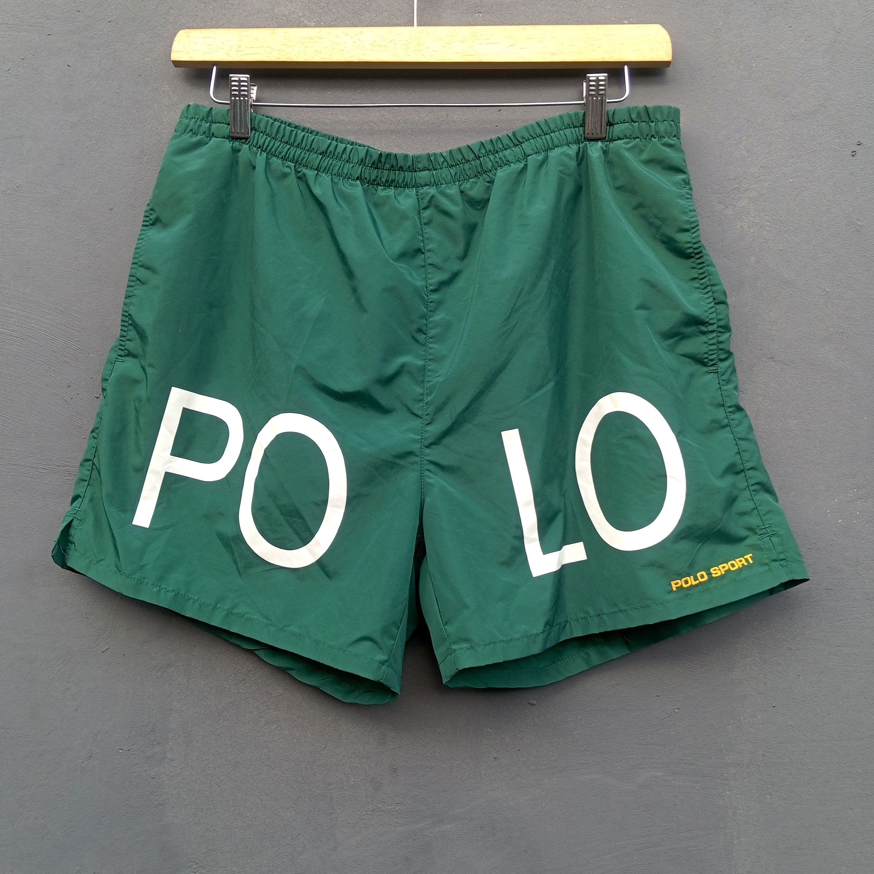 image of Polo Ralph Lauren x Ralph Lauren Vintage 90's Polo Sport Shorts in Green/White/Yellow (Size 36)