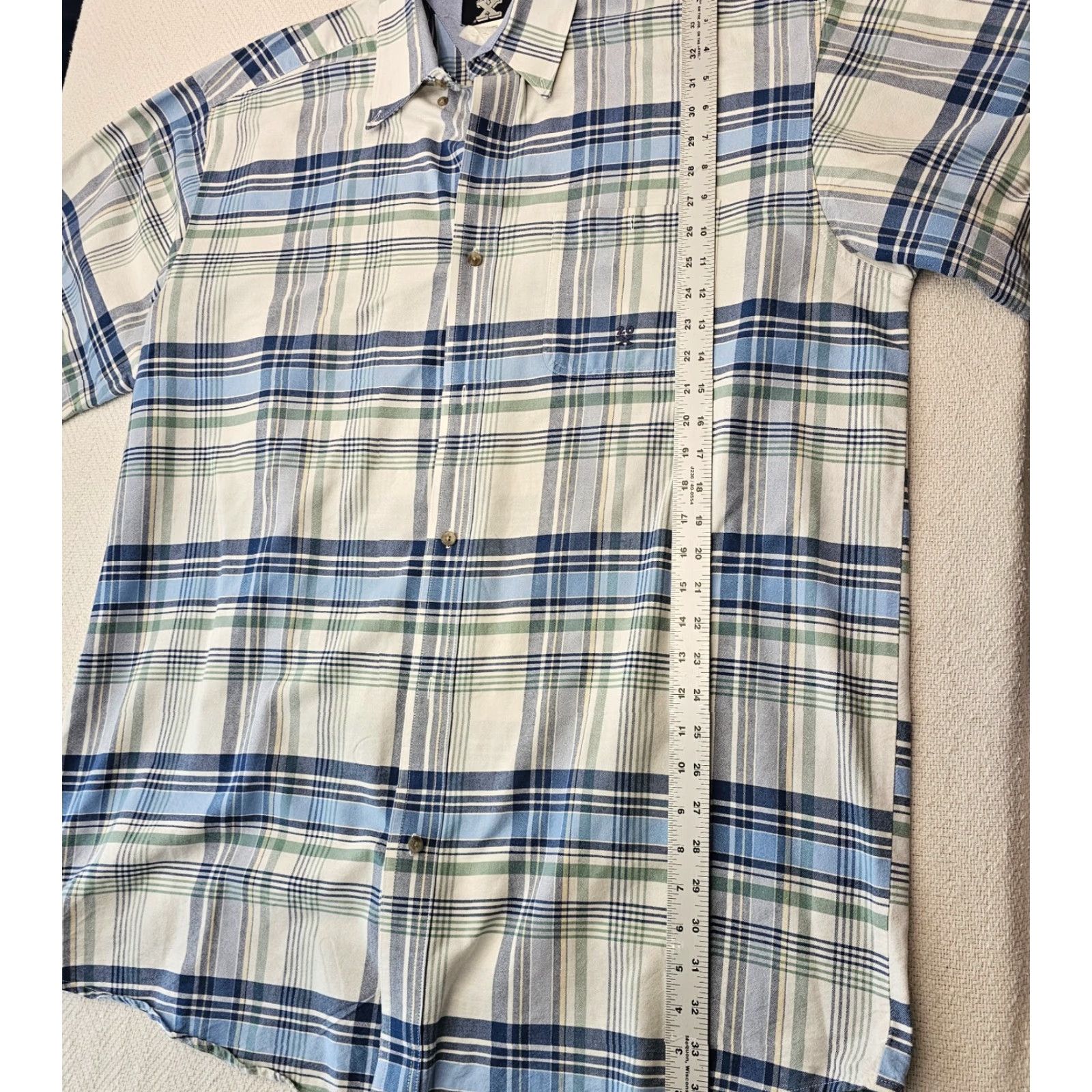 Wrangler Wrangler Shirt Blue Plaid Short Sleeve Button-Down 2XT Mens Vintage No N/A Size US XXL / EU 58 / 5 - 5 Thumbnail