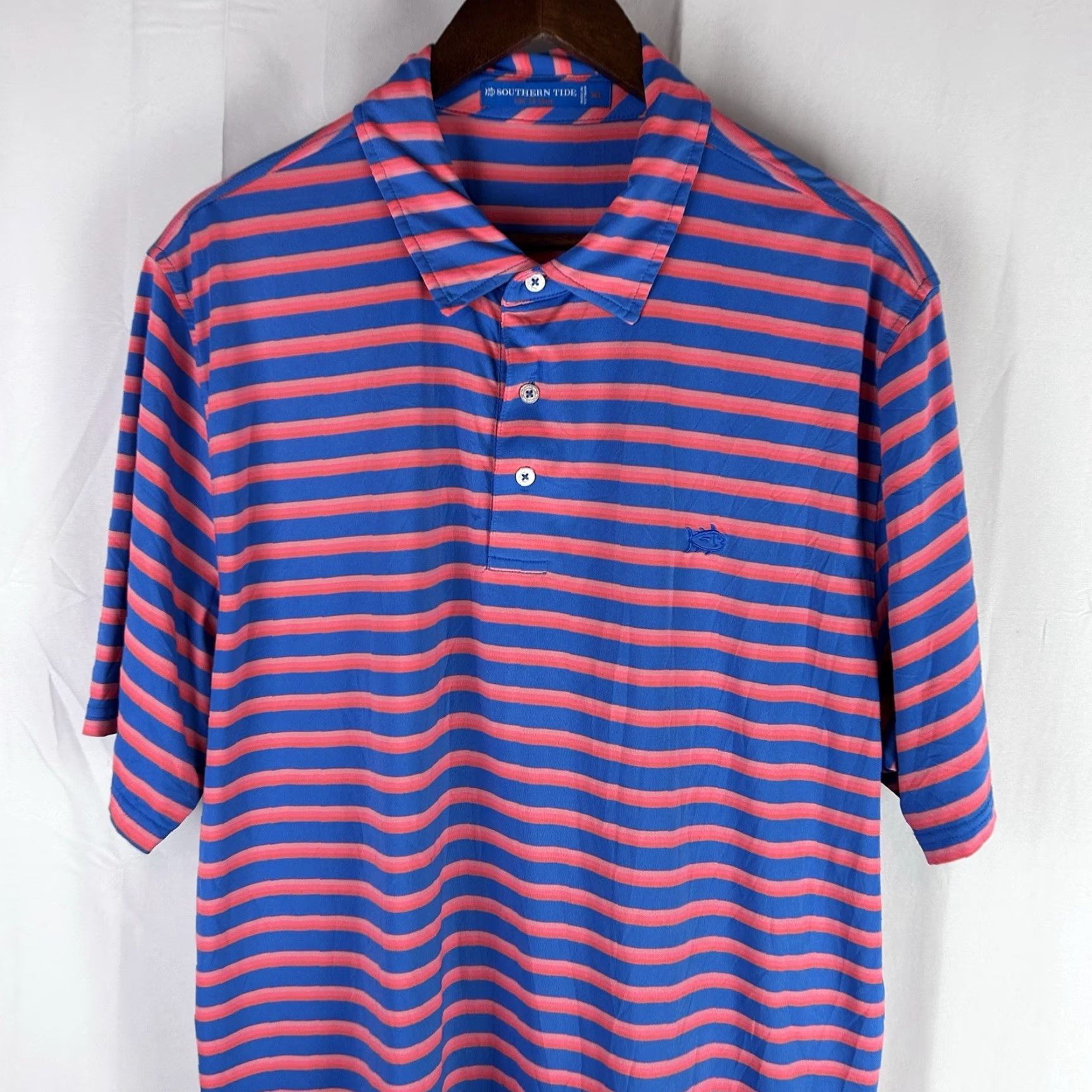 Southern Tide Southern Tide Polo Shirt Men’s XL Meridian Blue T3 Tide To Trail Striped Short Sleeve Pullover Collared Logo Blended Fabric Regular Size US XL / EU 56 / 4 - 2 Thumbnail