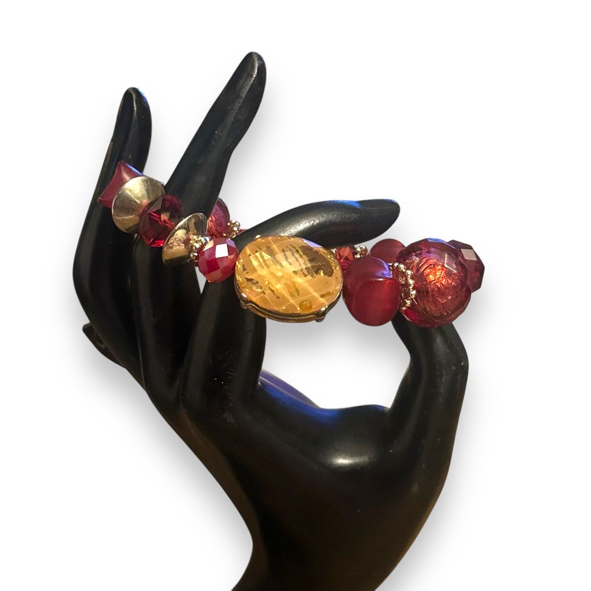 Other Chunky red and gold bead stretch bracelet Size ONE SIZE - 2 Thumbnail
