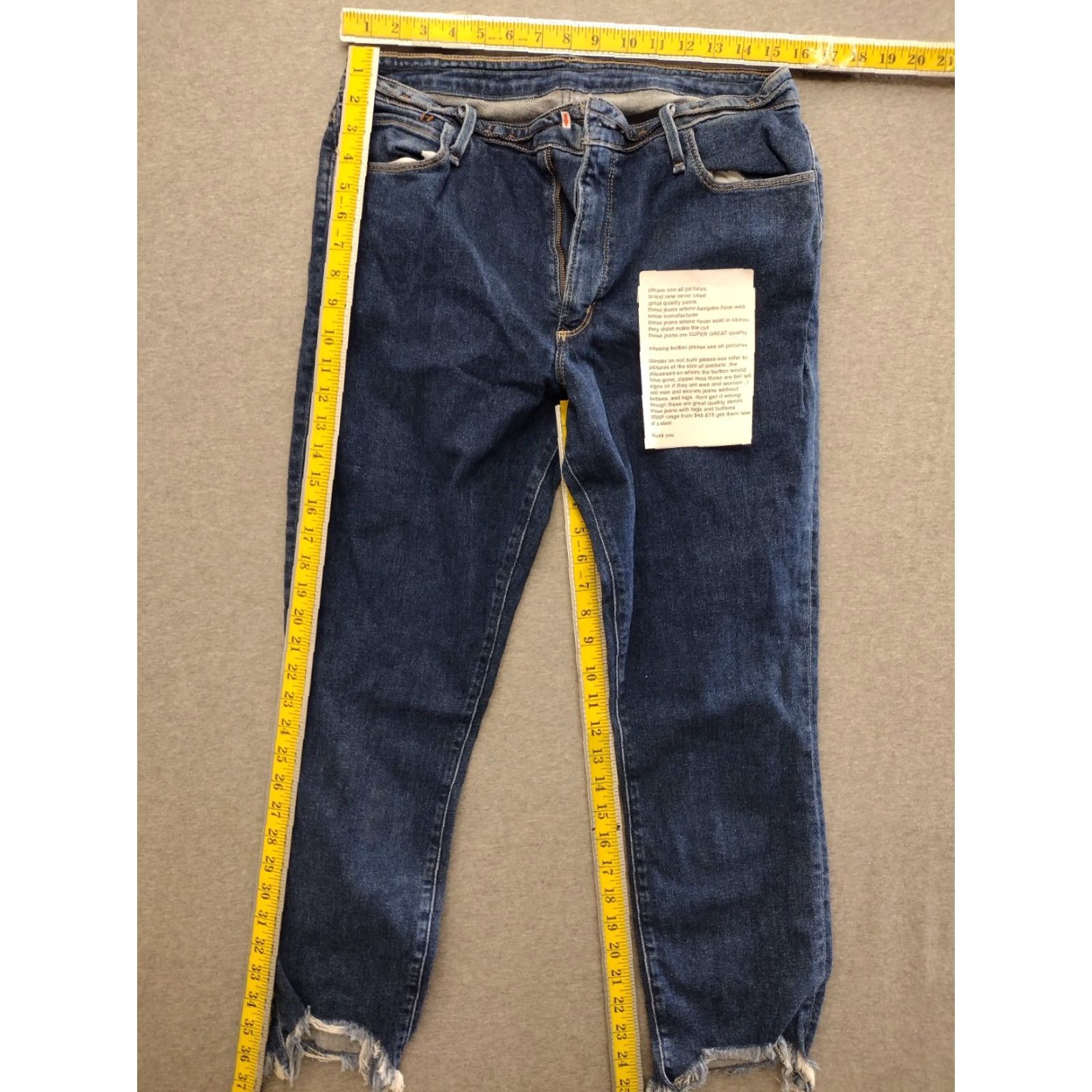 Denime Unbranded Men's Blue Denim Cropped Stretch Jeans Size 30x36 - 5-Pocket Design, Regular Fit, Mid Rise, Blue, Cotton Blend, Jeans, 90s Theme Size US 30 / EU 46 - 4 Thumbnail