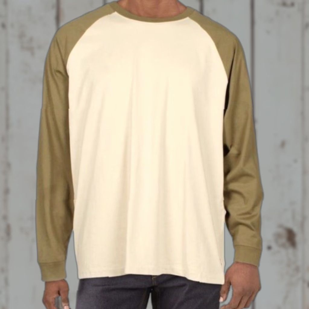 Levi's Levi's Olive Green Cream Relaxed Shirt Raglan Long Sleeve Mens XL Baseball Shirt Size US XL / EU 56 / 4 - 1 Thumbnail