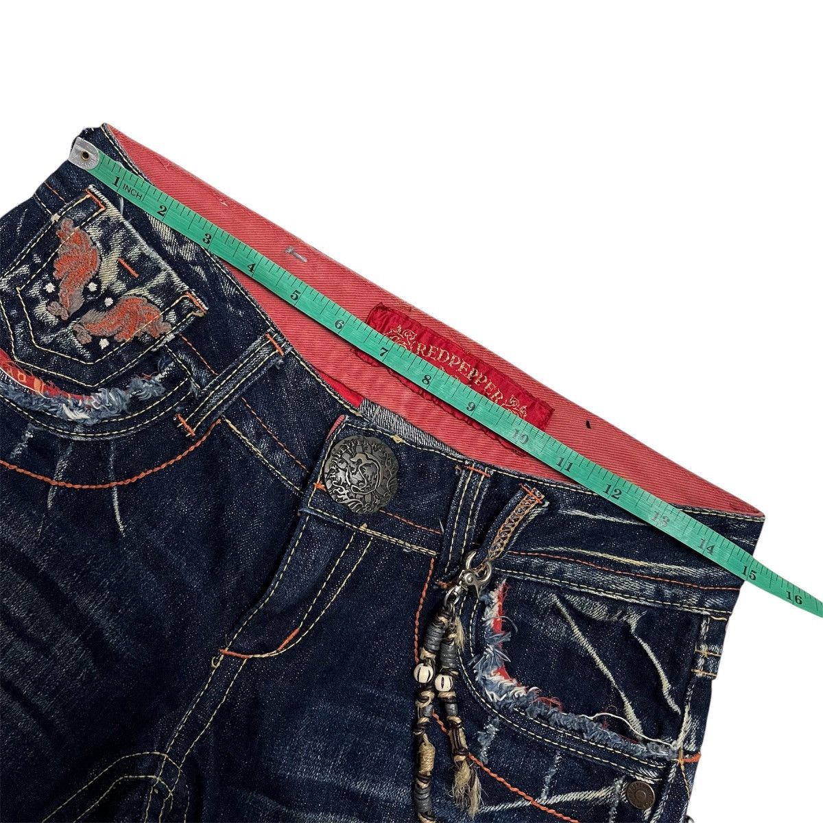 Hysteric Glamour Red Pepper Shorts Jeans Wing Embroidery Punk Denim Grunge Size 27" / US 4 / IT 40 - 5 Thumbnail