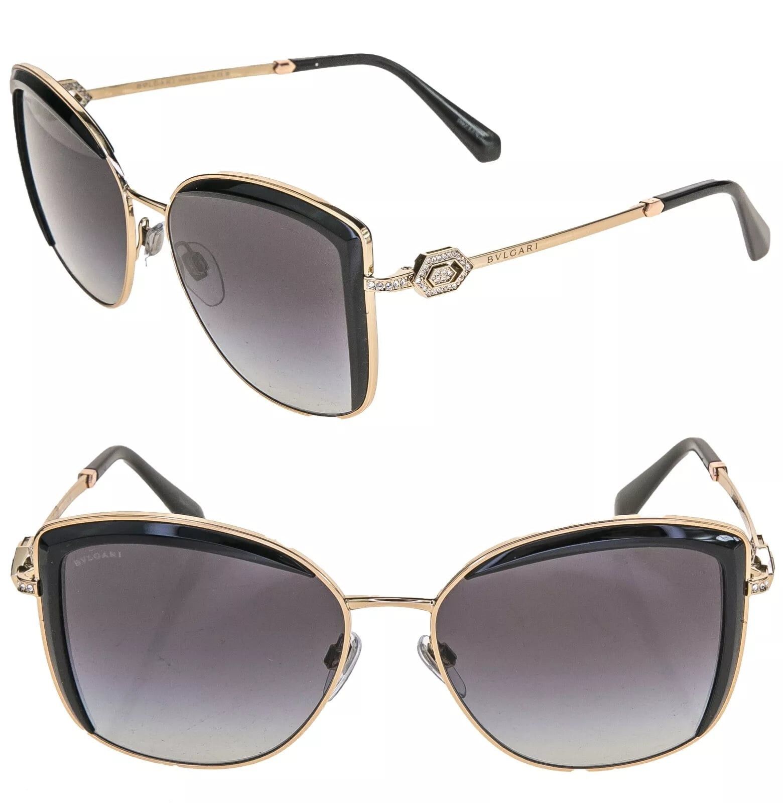Bvlgari BVLGARI Black Gold Logo Butterfly Sunglasses BV6128B 6128 Size ONE SIZE - 1 Thumbnail