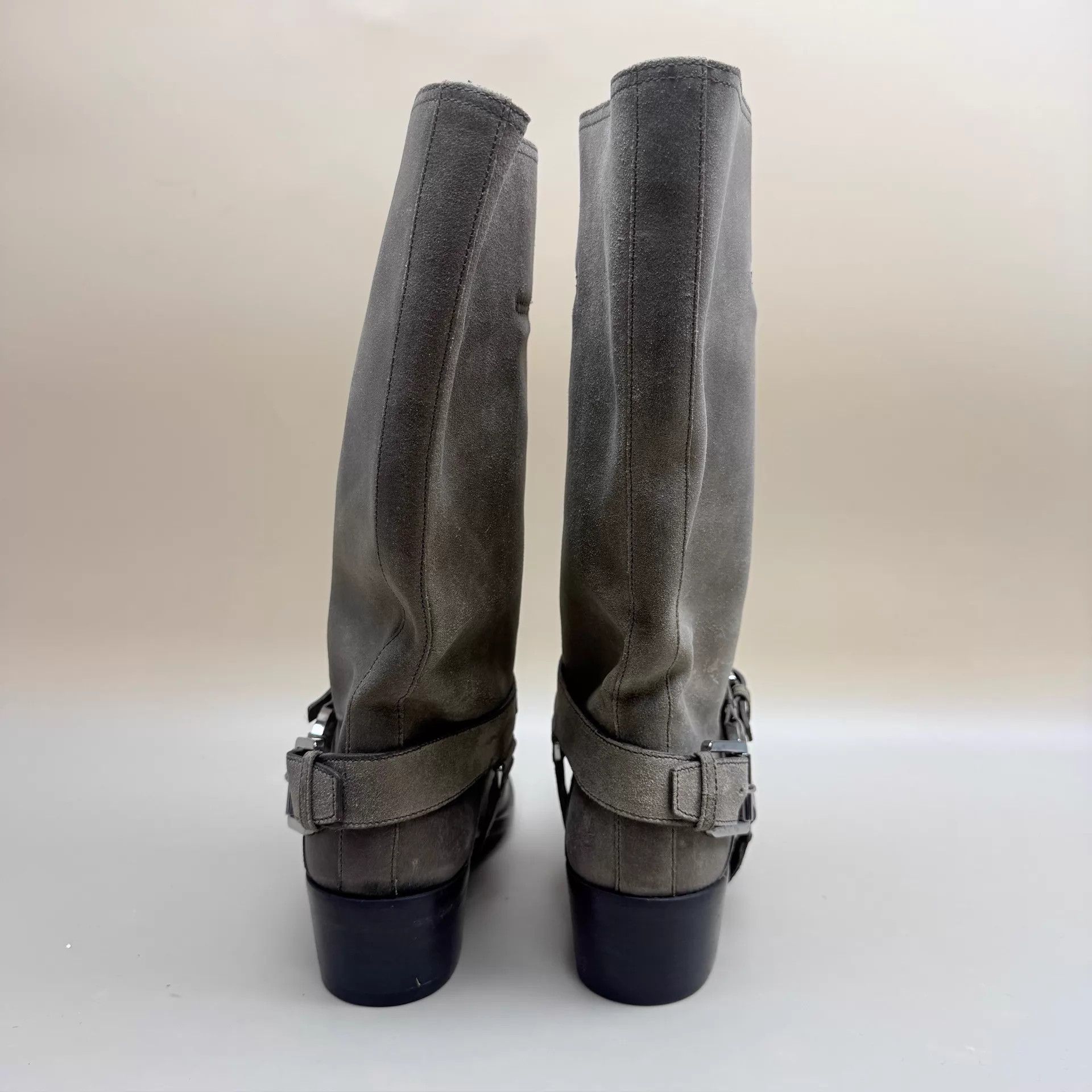 Dior Dior Dark Gray Suede Buckle Strap Short Boots EU37 Size US 6.5 / IT 36.5 - 3 Thumbnail