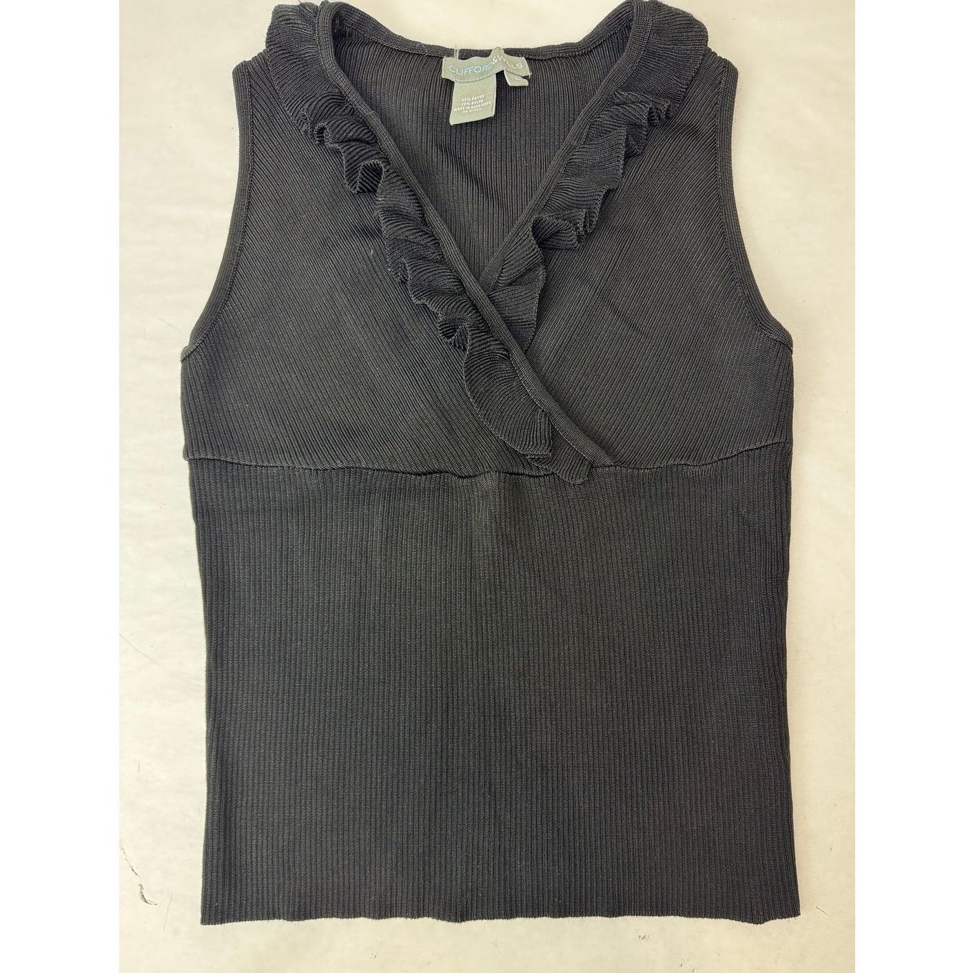 Other Vintage Y2K Cinched Black Ruffled Black Blouse Large Size L / US 10 / IT 46 - 2 Thumbnail