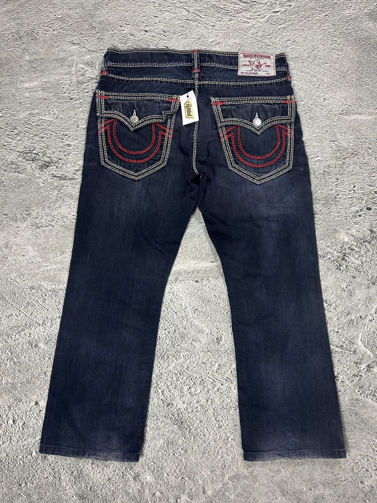 True Religion True Religion VAMP navy blue jeans red stitch contrast Y2K Size US 34 / EU 50 - 1 Thumbnail