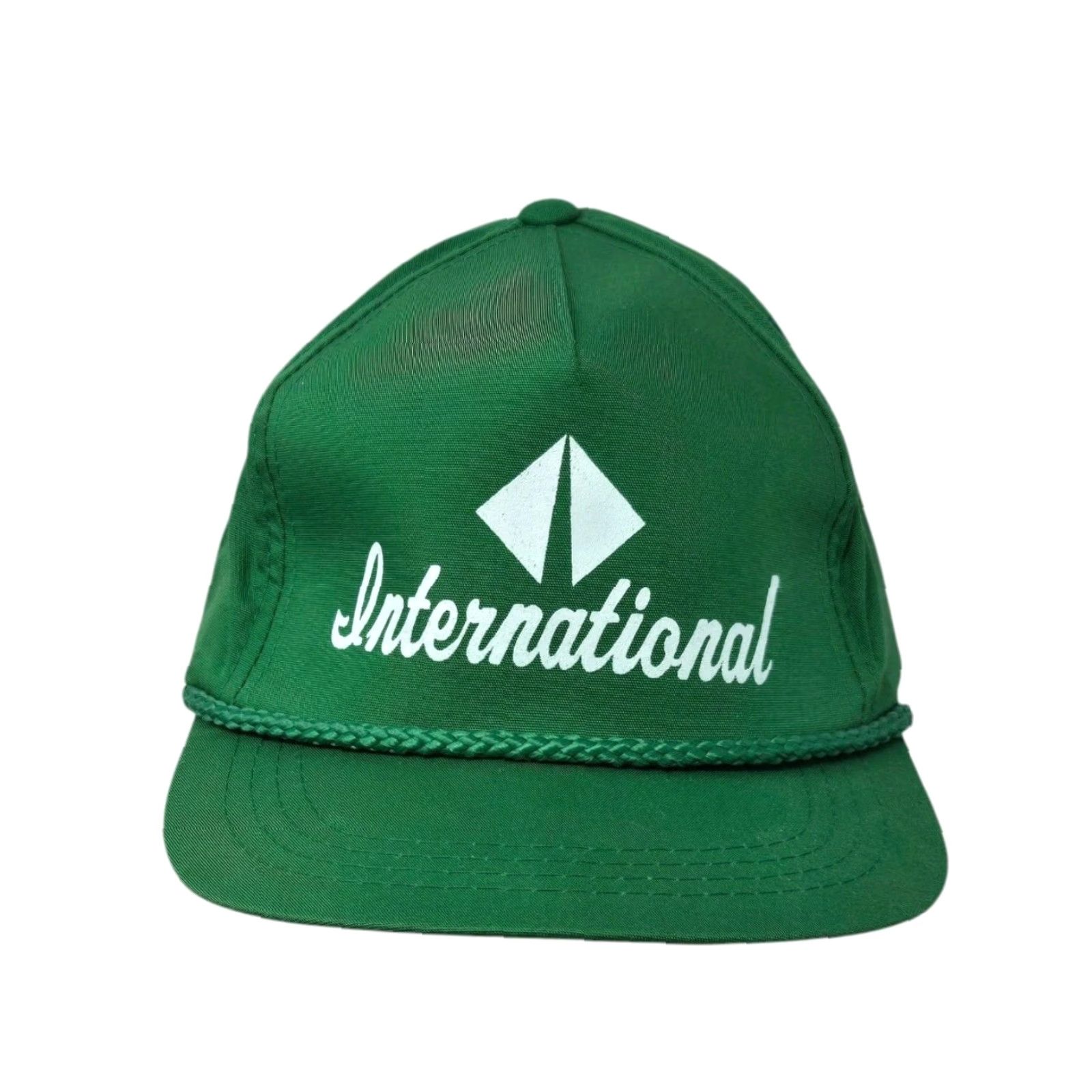 Vintage VTG Yupoong Trucker Hat Cap Adjustable Cotton Green 1990s Kalamazoo MI Advertising Rope International Paper Belt? Size ONE SIZE - 2 Thumbnail