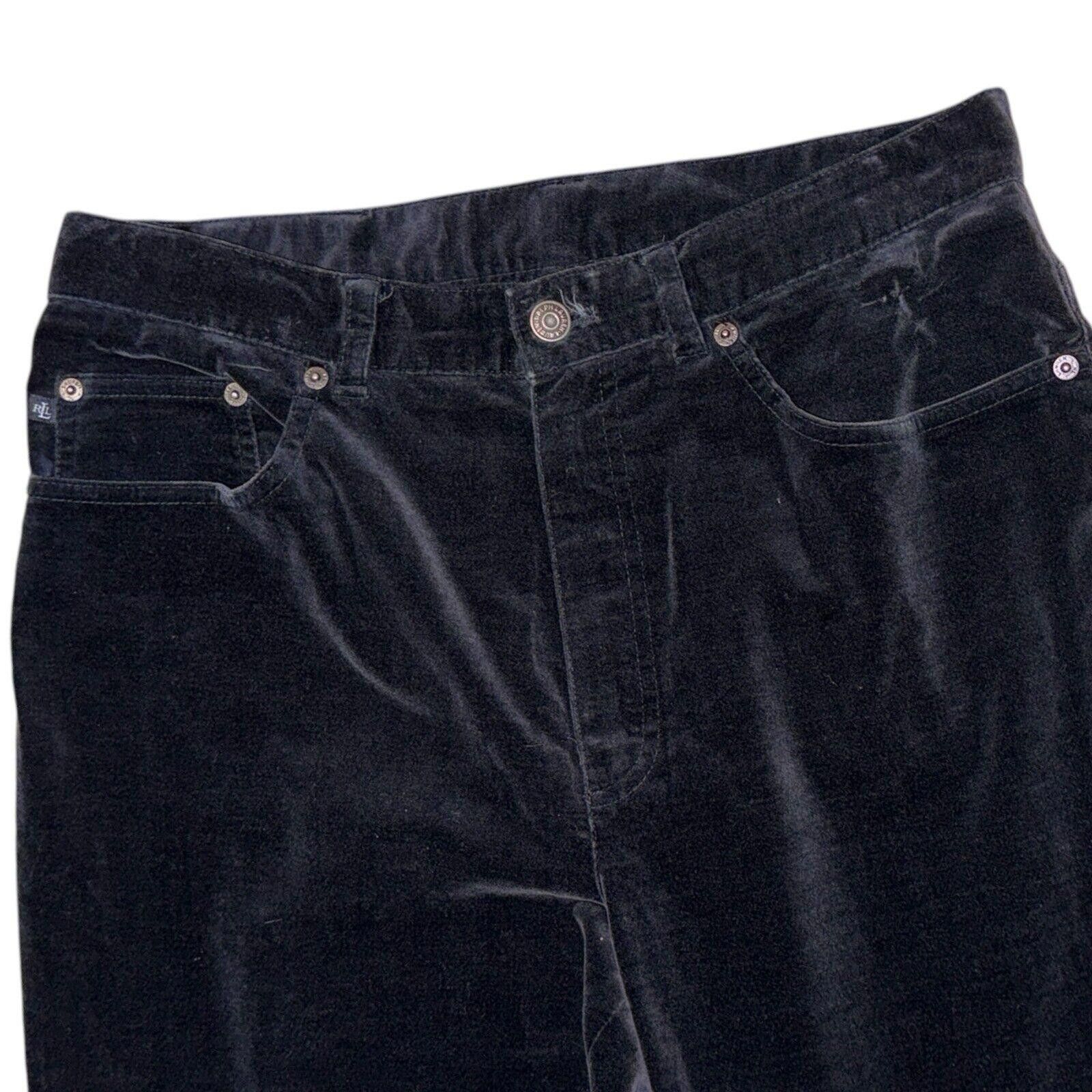 Polo Ralph Lauren Vtg Ralph Lauren Black Velvet Velour Straight Leg Jeans 12 Size 34" / US 12 / IT 48 - 3 Thumbnail