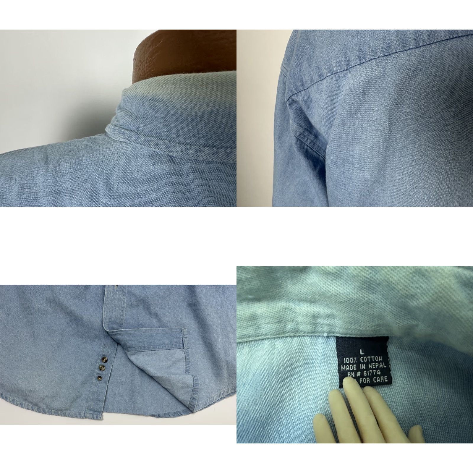 Denime VINTAGE Ocean Downs Denim Shirt Men L Blue 90s Casual Button-Up Horse Racing Track Casual Mens Shirt Denim Size US L / EU 52-54 / 3 - 9 Thumbnail