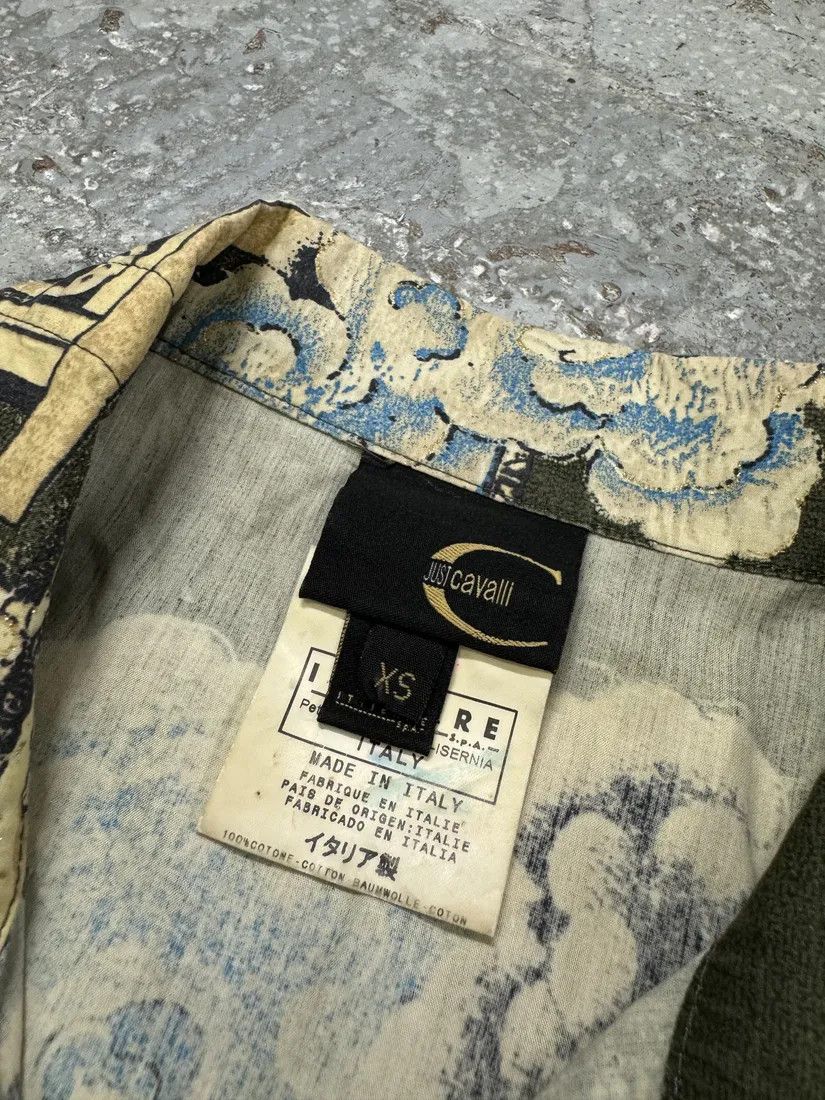 Designer × Just Cavalli × Vintage AW2003 Cavalli Asian World Green Contemporary Fire Shirt Size XS / US 0-2 / IT 36-38 - 10 Thumbnail