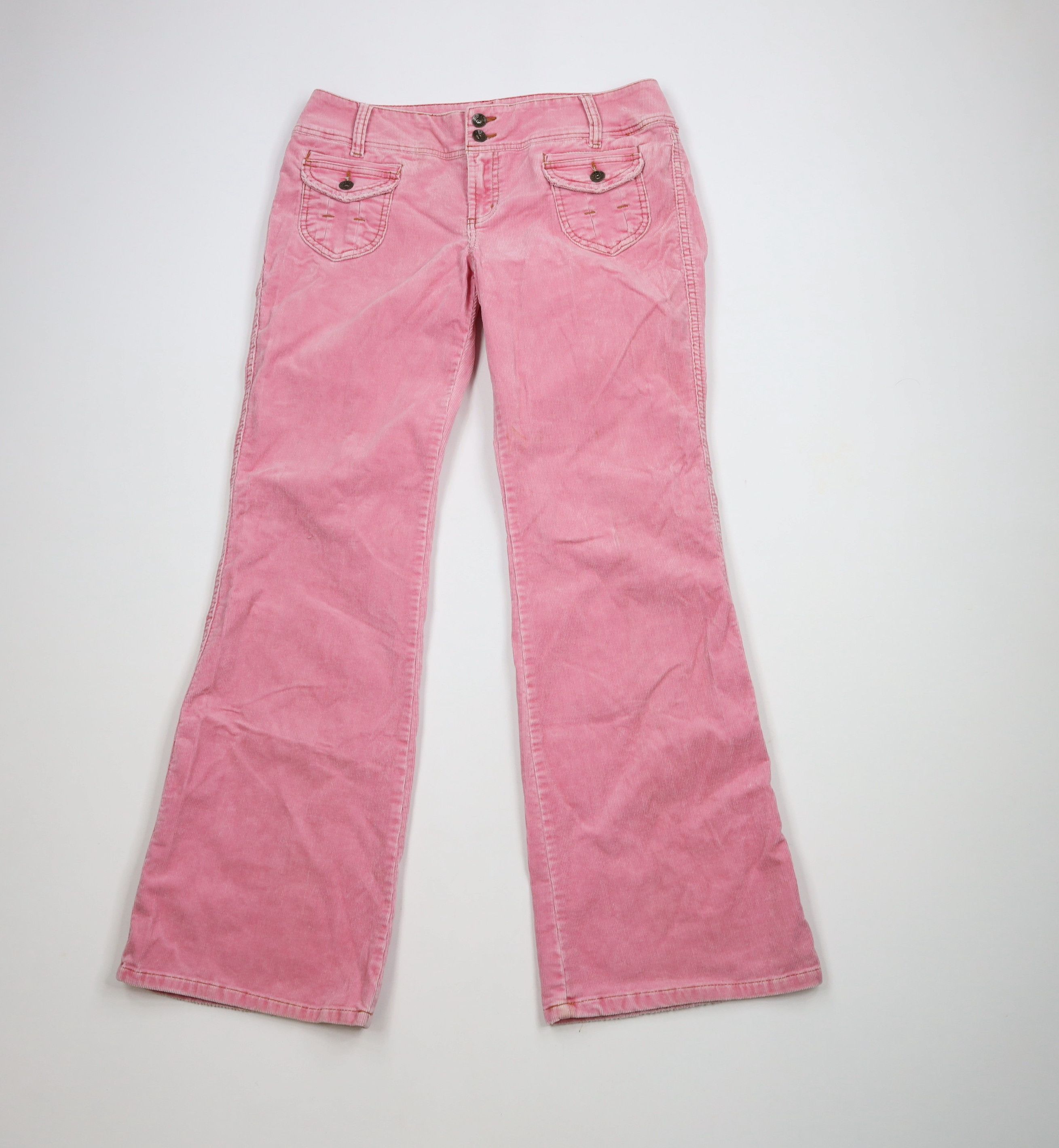 Vintage Vintage 90s Y2K Babydoll Flared Wide Leg Corduroy Pants Pink Size 30" / US 8 / IT 44 - 1 Thumbnail