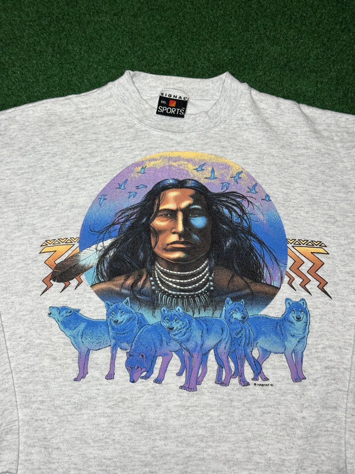 Signal Sport Native American Wolf Nature 90s XL/XXL 23x28 Sweatshirt Size US XL / EU 56 / 4 - 2 Thumbnail
