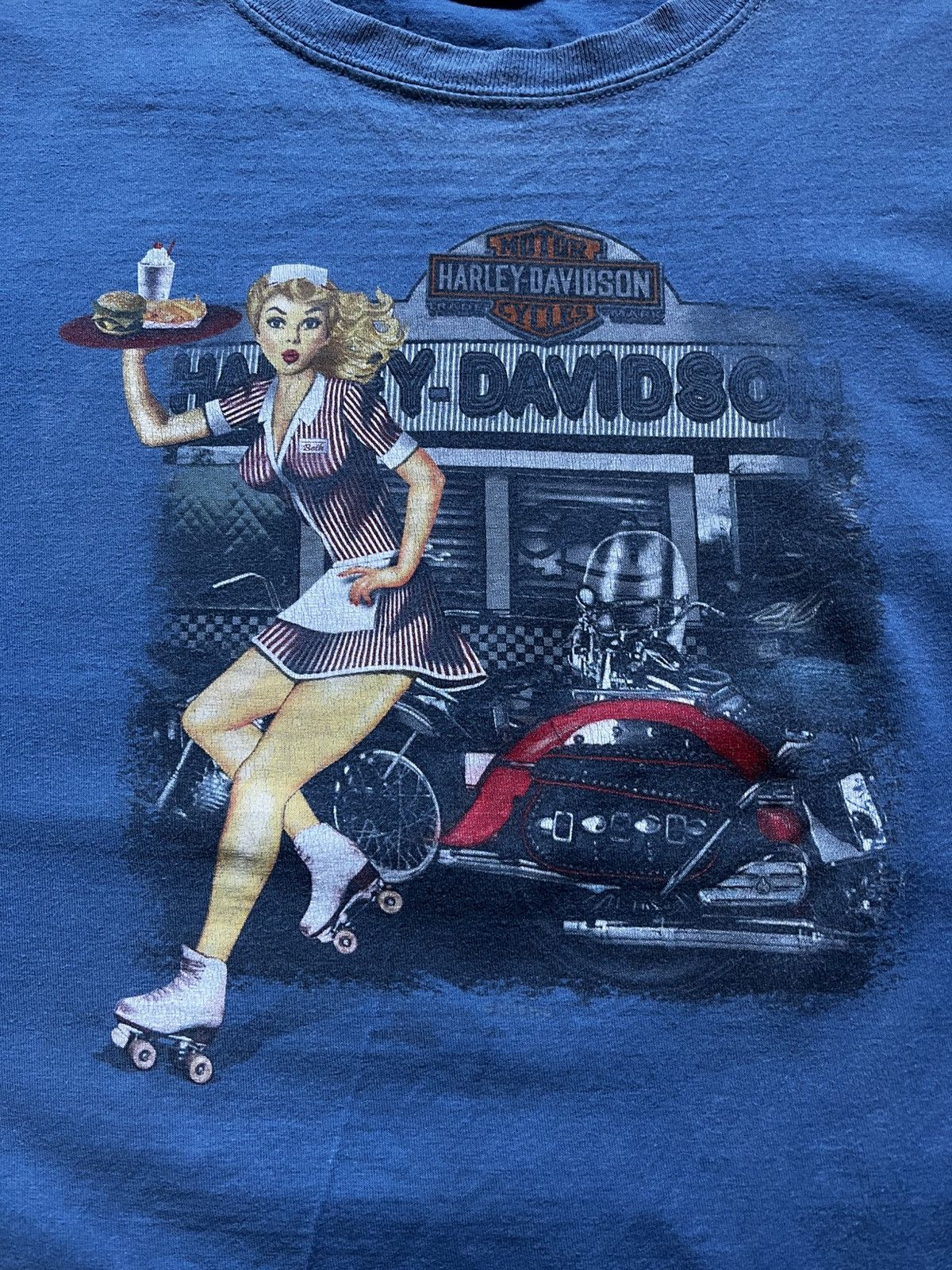 Harley Davidson × Vintage Vintage Harley Davidson Pin Up Great South Logo T-shirt Tee Size US XL / EU 56 / 4 - 3 Thumbnail