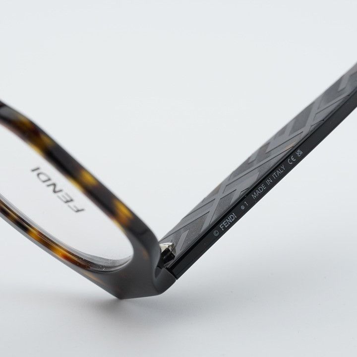 Fendi Fendi FE50123I 052 Eyeglasses Havana 53mm Square Frame Size ONE SIZE - 7 Thumbnail
