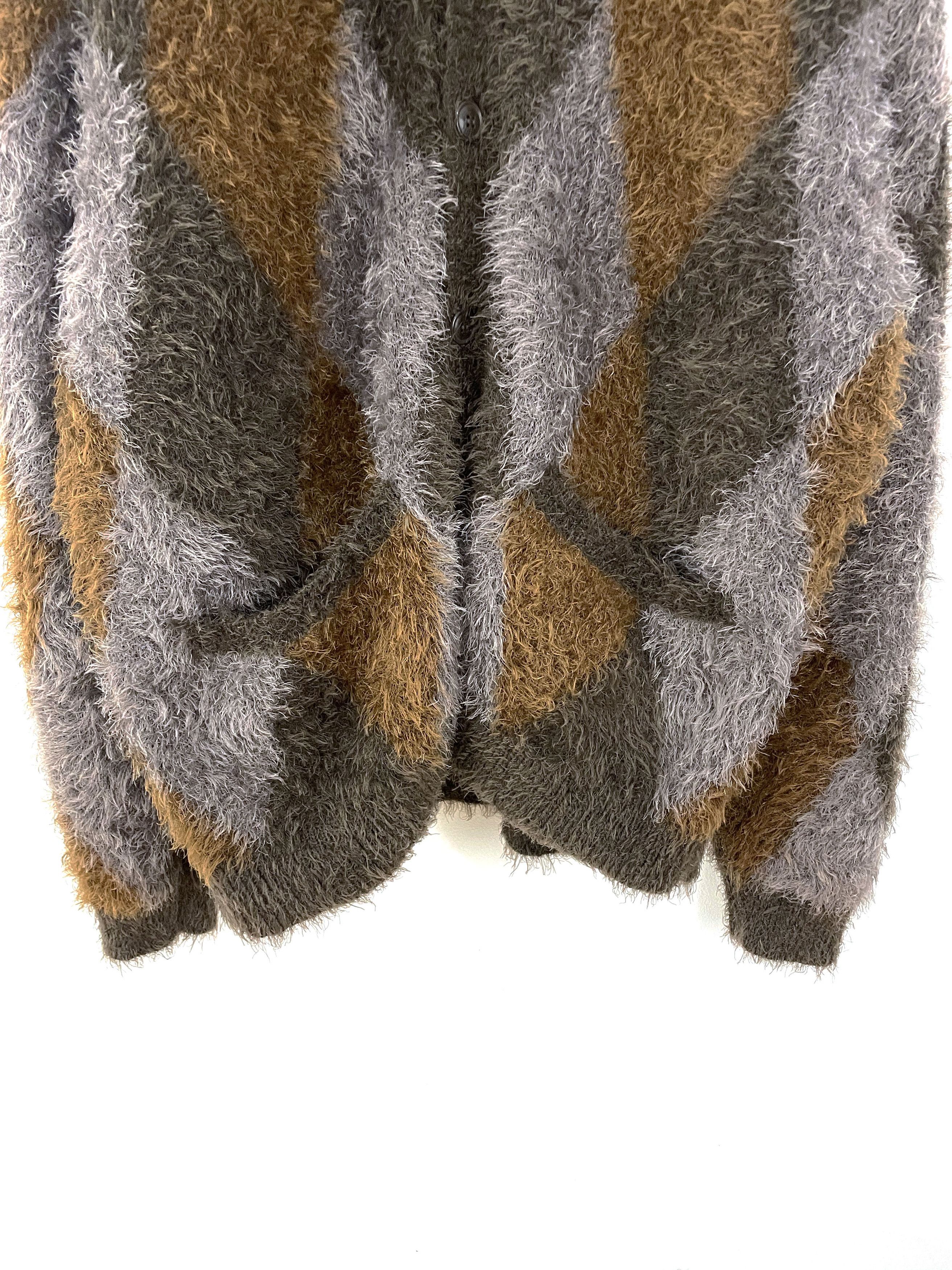Number (N)ine Fuzzy Argyle Cardigan Size US XL / EU 56 / 4 - 4 Thumbnail