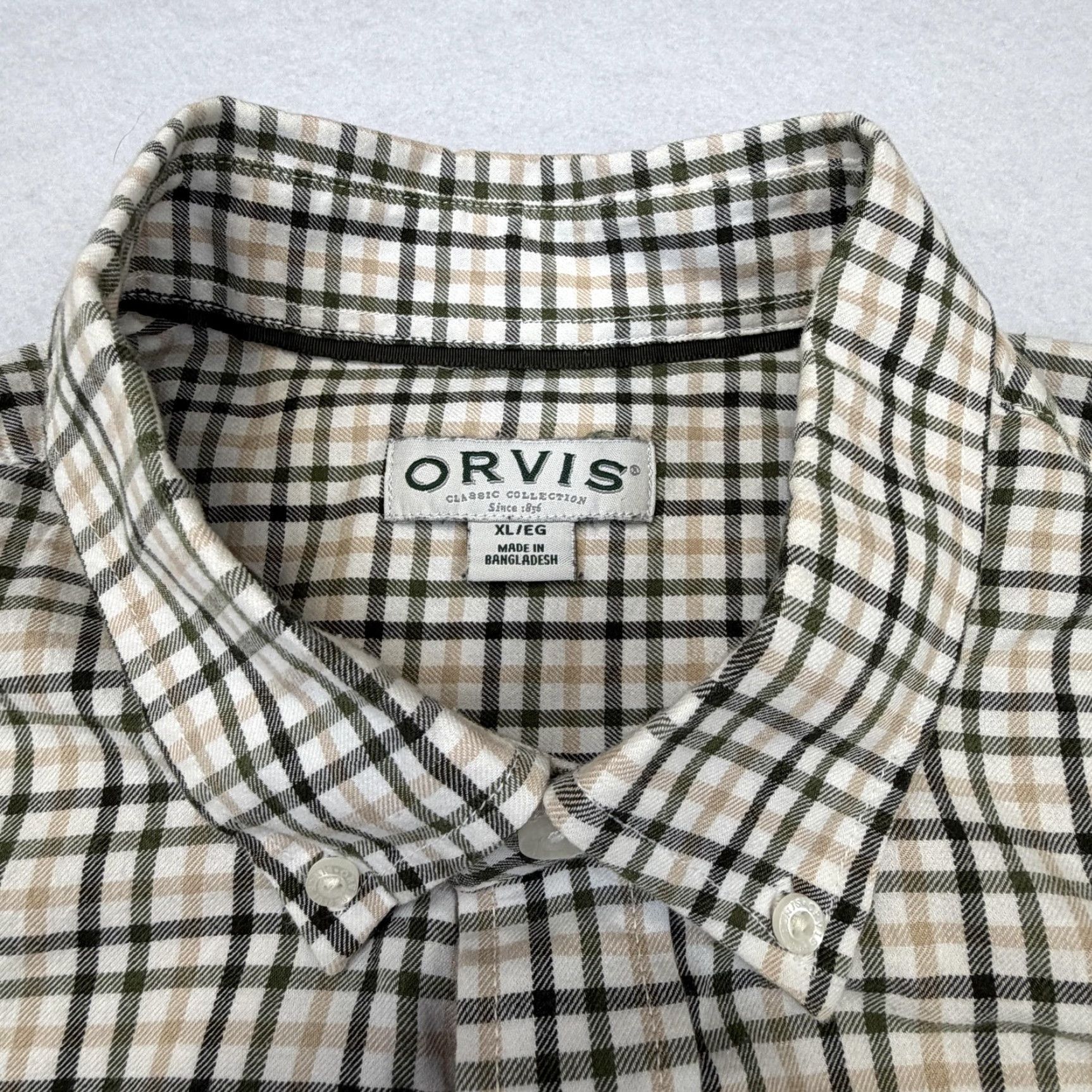 Orvis Orvis Shirt Mens XL Beige Green Plaid Button Down Long Sleeve Classic Fit Casual Size US XL / EU 56 / 4 - 5 Thumbnail