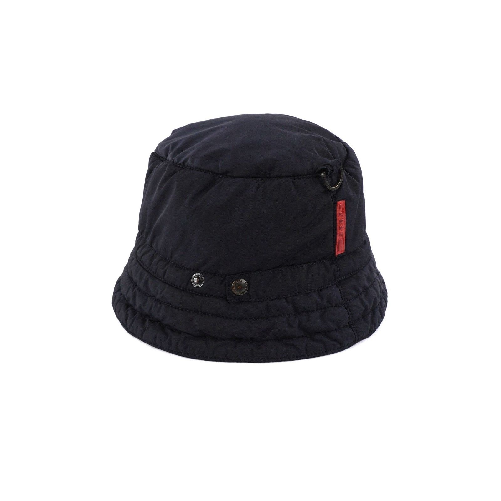 Vintage Prada Nylon Red Tab Logo Autumn Winter Cargo Navy Bucket Hat Grailed