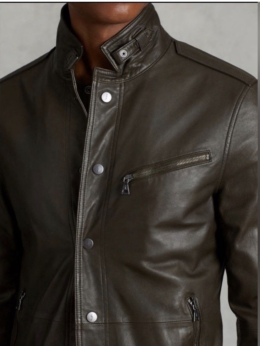 John Varvatos Snap Front Leather Jacket EU 50 USA 40 Size US M / EU 48-50 / 2 - 4 Thumbnail