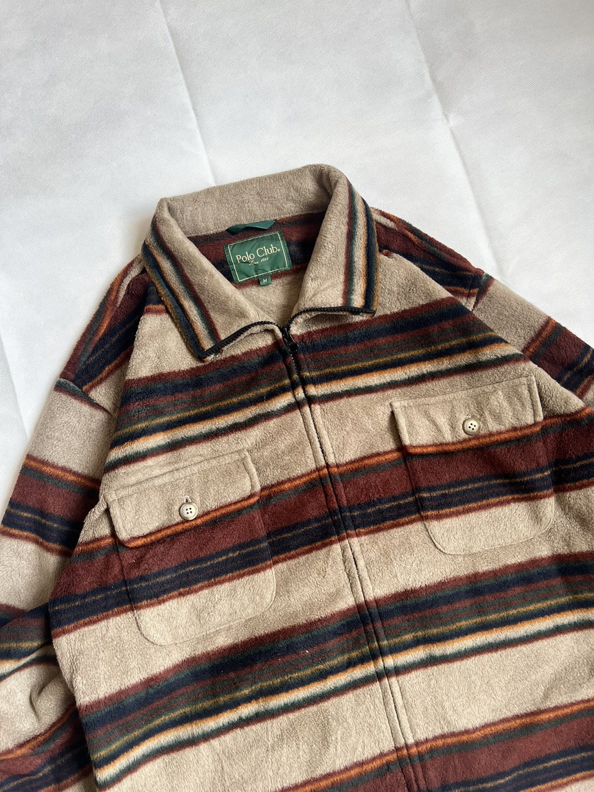 Beverly Hills Polo Club Vintage Polo Club Brown Striped Fleece Size US M / EU 48-50 / 2 - 5 Thumbnail