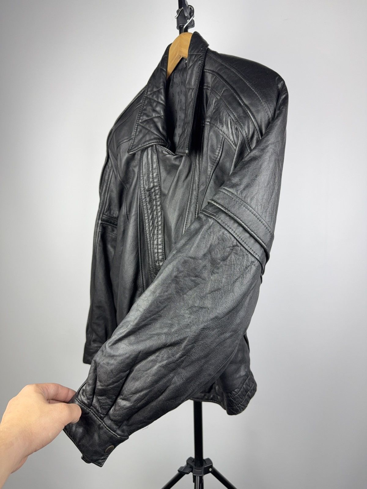 Leather Vintage 90s Genuine Leather MOTO Bomber Jacket Rock Punk Size US L / EU 52-54 / 3 - 5 Thumbnail