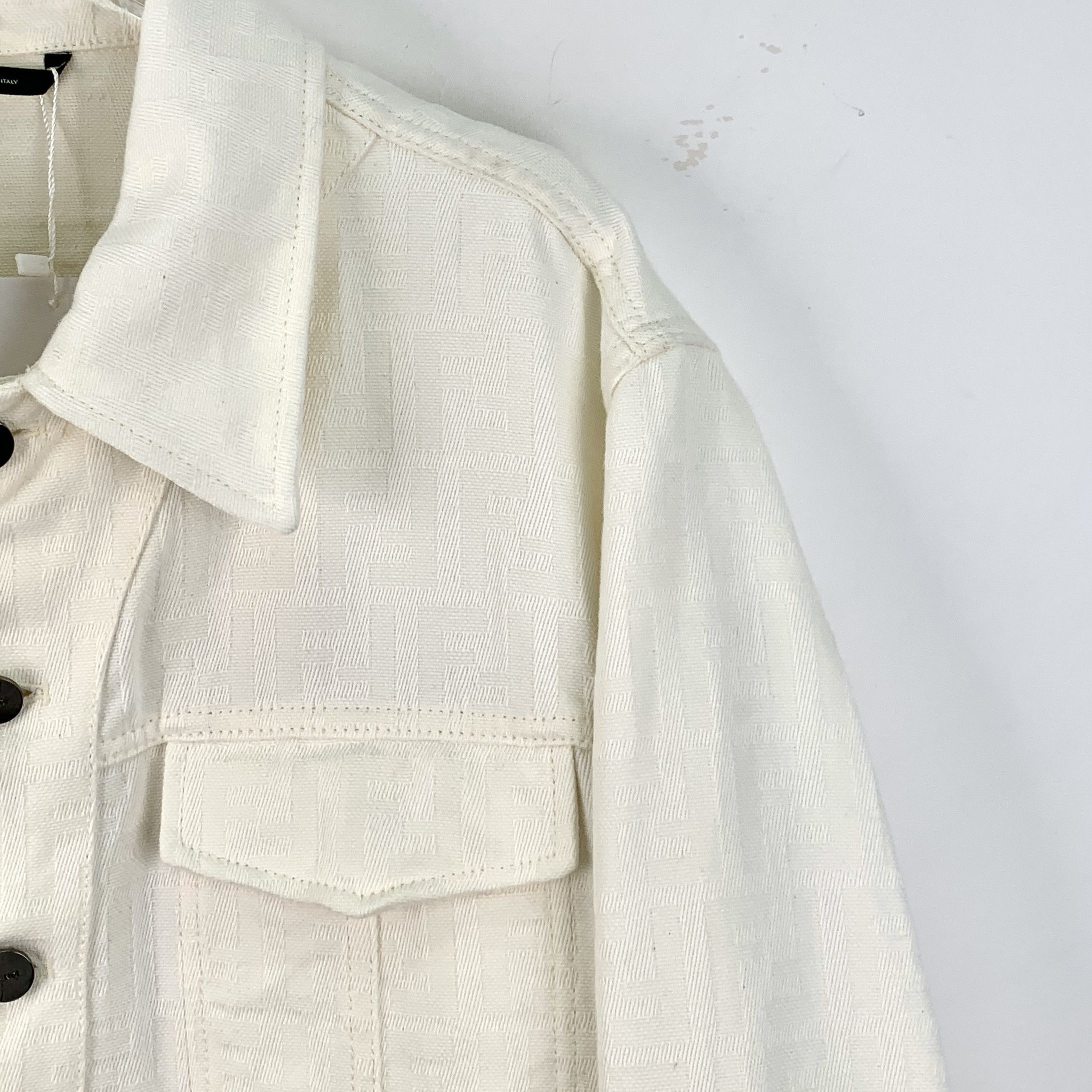 Fendi White Monogram Cotton Denim Jacket (46)