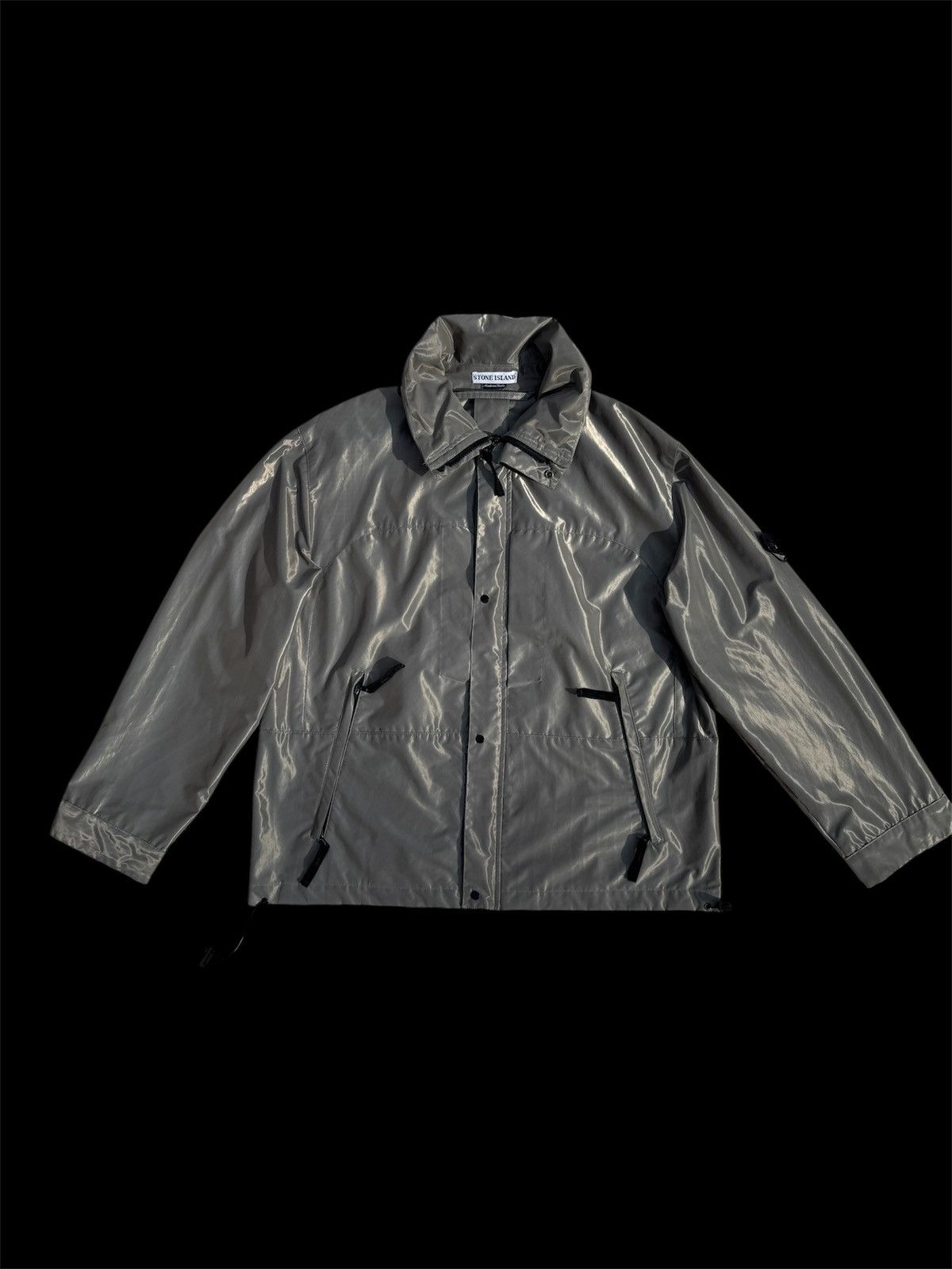 Stone Island 🩶 Stone Island Vintage Regenmantel/Jacke (M) Silbergrau Size 50R - 1 Thumbnail