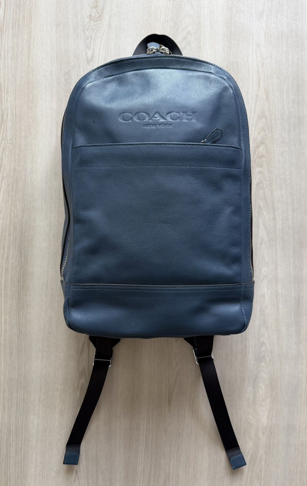 Coach Coach Charles Slim Backpack Navy Leather Used Backpack Bag Size ONE SIZE - 1 Thumbnail