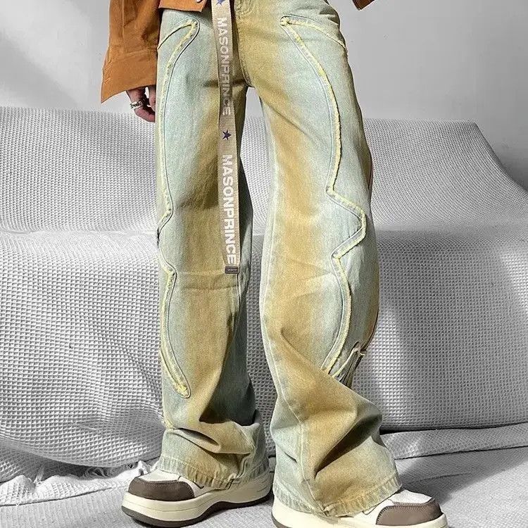 Japanese Brand Retro loose washed denim jeans Size US 32 / EU 48 - 4 Thumbnail